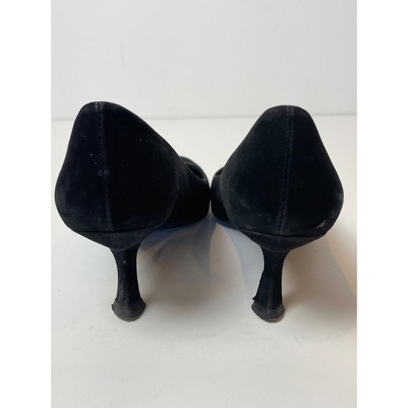 Prada Black Suede Round Toe Kitten Heel Size EU 37.5/US 7 - Picture 4 of 9